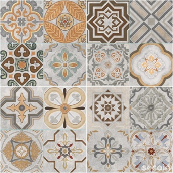 ENCAUSTIC POTTERY TILE MIX GFX 3466